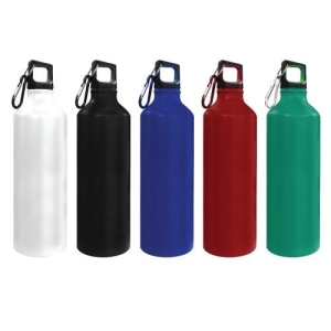 Promotional custom colorful reusable metal aluminum sports drink water bottle  with carabiner cover