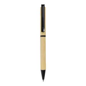 Twist Action Bamboo Ball pens with black color Metal Clip, Ring, and Tip