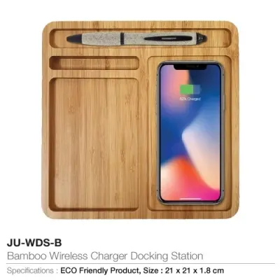 Bamboo Wireless Charger Docking Station