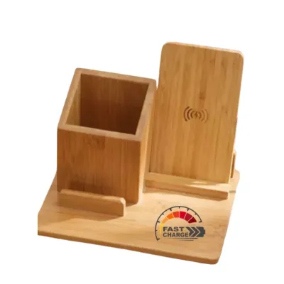 Crater Bamboo Wireless Organizer and Charger 