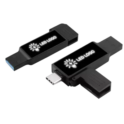 Black OTG USB with LED Logo 32GB V. 3.0 Type C