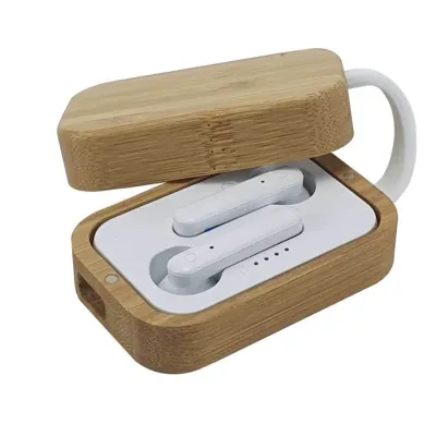 BT Earbuds with Bamboo Case & High Audio Quality