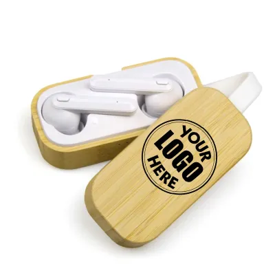 BT Earbuds with Bamboo Case & High Audio Quality