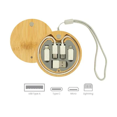  Multi-Charging Cable Set in Round Bamboo Case(Display Code : ELO