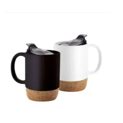 Double Wall Coffee Mug Bottom Cork with Splash proof Lid