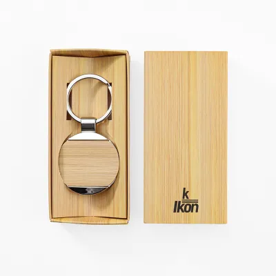 Eco-Friendly Bamboo Wood Round Shape  Keychain