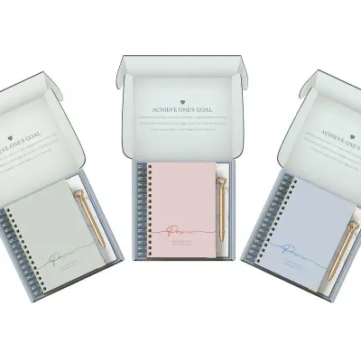 Custom Planner Stationery Set Notebook Set Pink Spiral Monthly Go