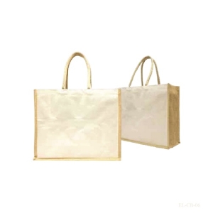 Landscape Canvas Bag & Jute Color Toned Gusset & Cotton Padded Hansles