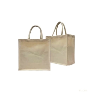 Laminated Canvas Bag & Off-White Color Tone Fabric & Velcro Closure