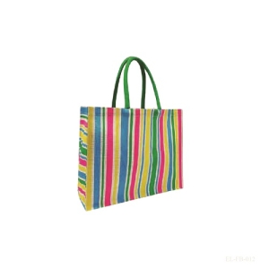 Fancy Jute Bag with Colored Stripes Design