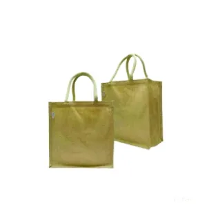 Hand Sized Jute Bag & Natural Dark Color Tone