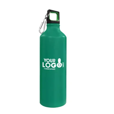 Promotional custom colorful reusable metal aluminum sports drink water bottle  with carabiner cover