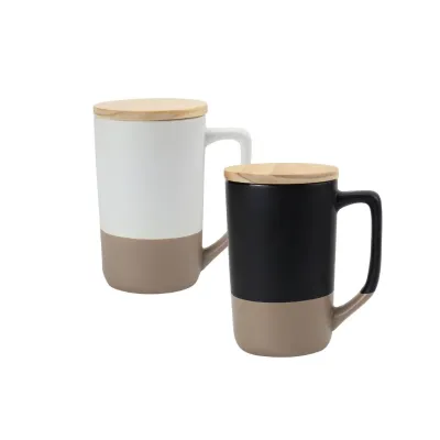 Eridanus Two Toned Mugs with Clay Base and Bamboo Lid 