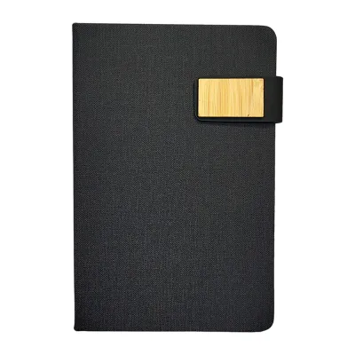 A5 RPET Fabric Notebook with Magnetic Bamboo Closure