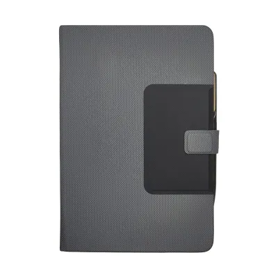 Premium A5 Notebook with Foldable Phone & Pen Stand, Card Holder,