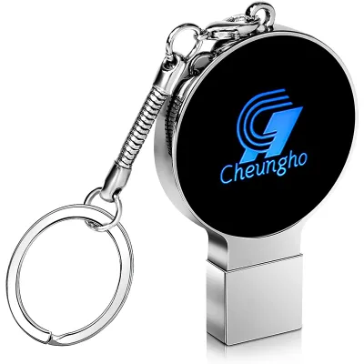 Metal Thumb USB Drive with Led Light & Keychain