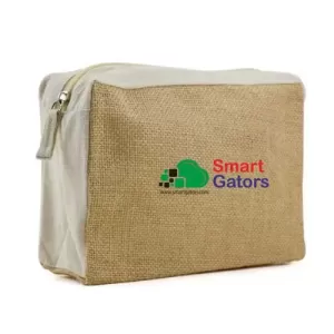 Jute With Cotton Zipper Pouch 