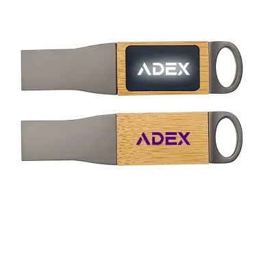Light Up Logo Metal with Bamboo USB 32GB