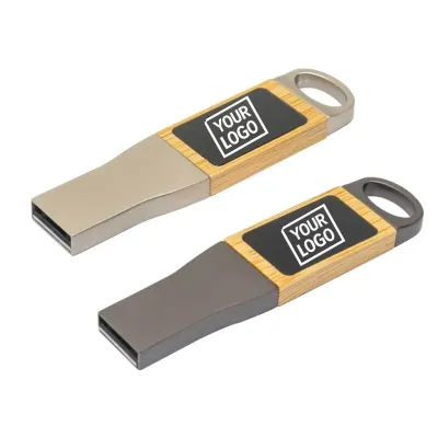 Light Up Logo Metal with Bamboo USB 32GB