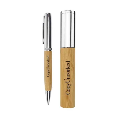  Metal and Bamboo Pens with Tube Box