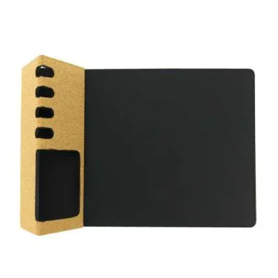 Foldable Cork+PU Mousepad with Mobile & Pen Holder