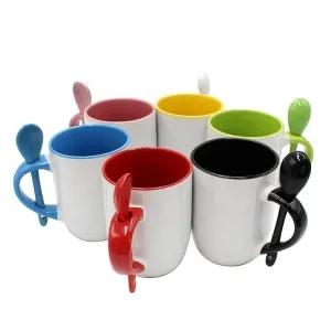 Customized Sublimation Porcelain  Mugs with Spoon