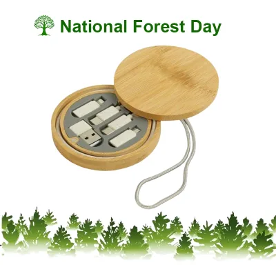 Multi-Charging Cable Set in Round Bamboo Case(Display Code : ELO