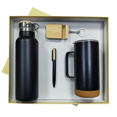 Customized Gift Sets with Stainless Steel  Mug Bamboo Cap Water B