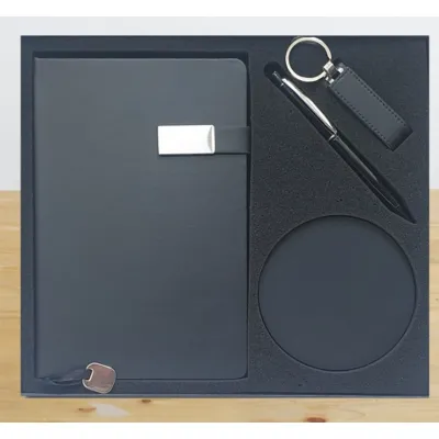 PU Notebook with Magnet Flip Wireless Charger USB Metal Pen Gifts