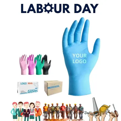 Safety Working Black Nitrile Disposable Gloves