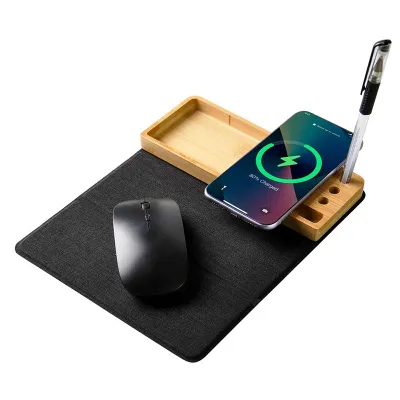 Smart Phones Fast Wireless Mouse PU Leather Mousepad Pen Holder 