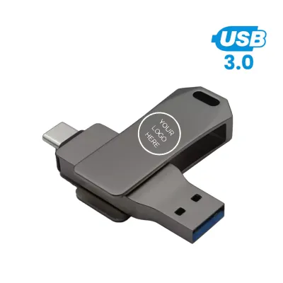 Swivel OTG USB in Gun Metal 64GB V. 3.0 Type C