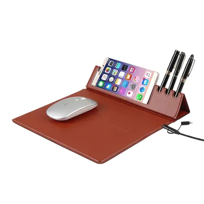 15W Wireless Charging Mousepad with Pen and Mobile Holder
