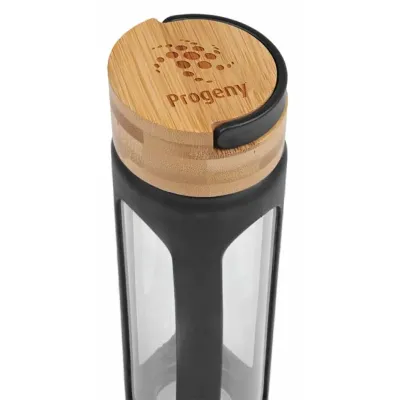 Glass Water Bottle with Protective Sleeve and Bamboo lid and Handle