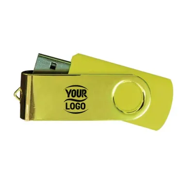 USB FLASH DRIVES MIRROR SHINY GOLD SWIVEL 32GB
