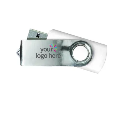 USB FLASH DRIVES MIRROR SHINY SILVER SWIVEL 32GB