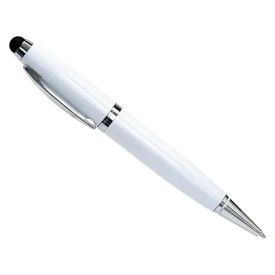 White Metal Stylus Pen With USB Flash Drive 