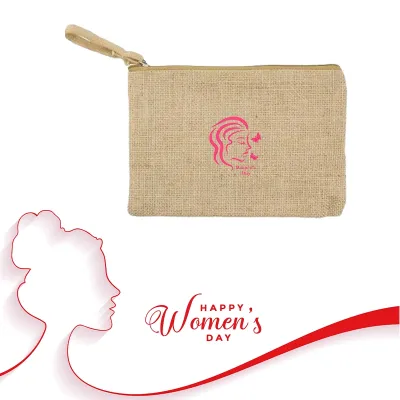 Natural Jute Zipper Pouch 