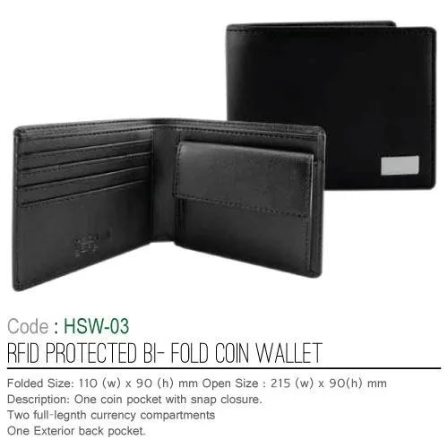 RFID Protected BI-fold Coin Wallets
