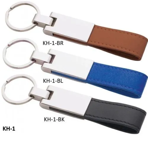 Metal Keychains with Leather Strap