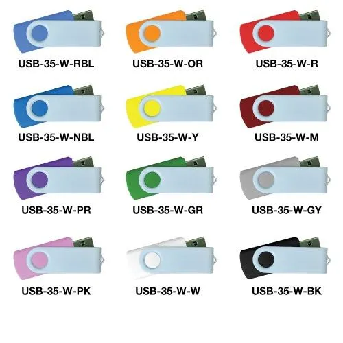 USB FLASH DRIVES WITH WHITE SWIVEL 16GB