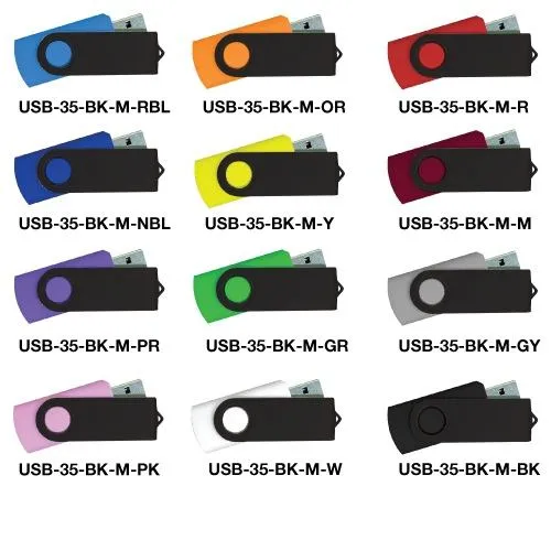 USB FLASH DRIVES WITH BLACK SWIVEL 32GB-16 Gb-8GB-4GB