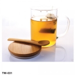 Clear Glass Mugs with Bamboo Lid and Spoon