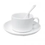 Customizable Ceramic Saucer  Cup with Spoon 4oz