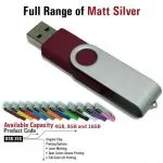 USB Flash Drives Matt Silver Swivel