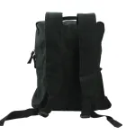 Black Cotton Backpack with Zipper Closure