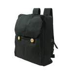 Black Cotton Backpack with Zipper Closure