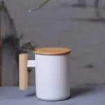 Porcelain Mug With Bamboo Lid, Spoon and Wooden Handle - New Year Products
