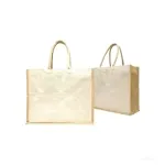 Landscape Canvas Bag & Jute Color Toned Gusset & Cotton Padded Hansles