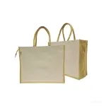 Canvas Bag with Zipper with Jute Spine & Handle